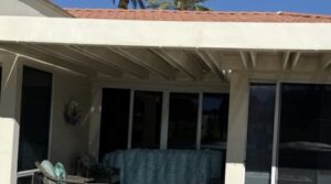 Completed patio cover rebuild Palm Desert pool area