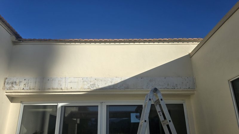 Wall prepped after patio cover demolition Palm Desert